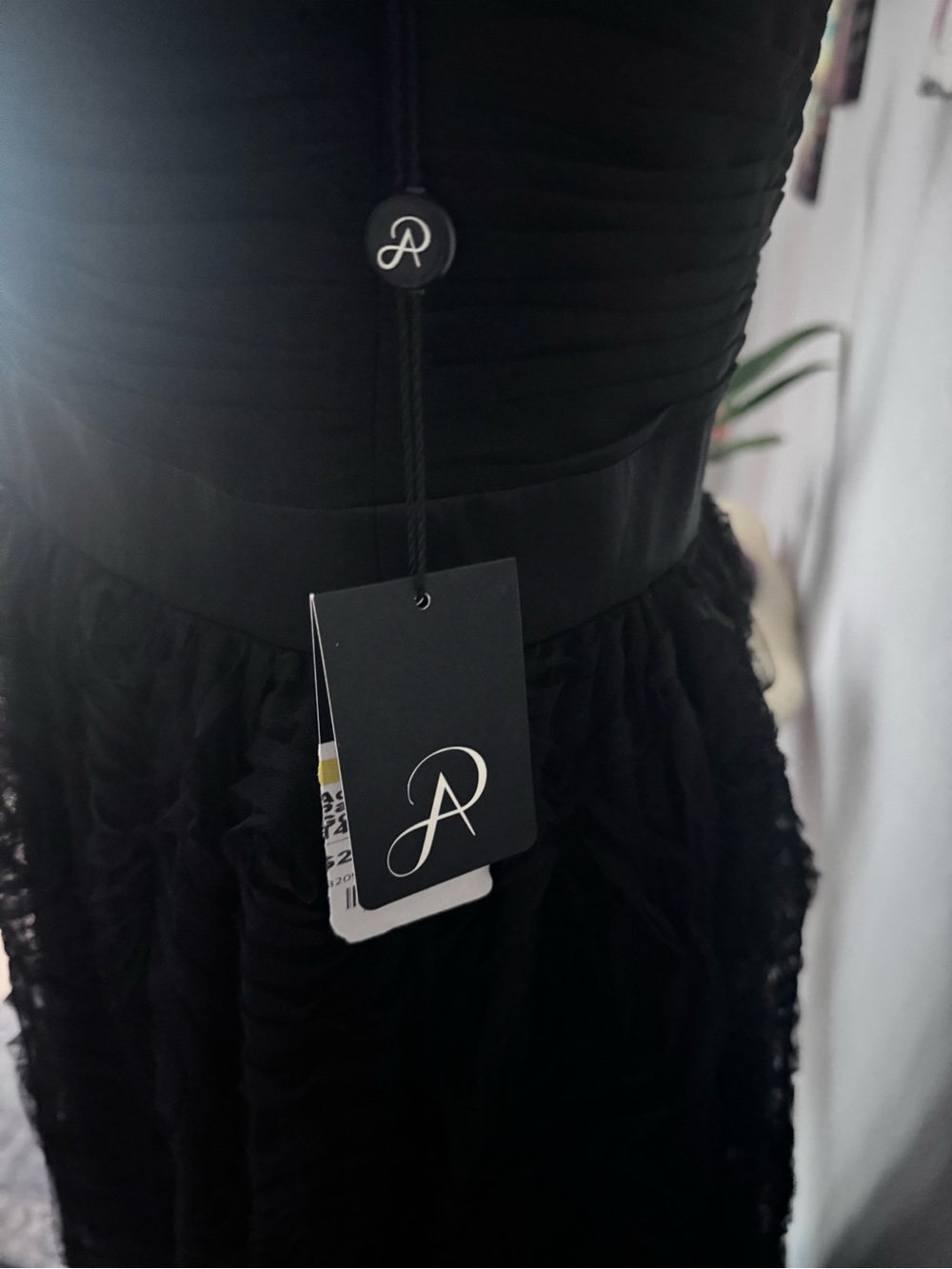 Adrianna Papell strapless tulle gown maxi dress black 14 NWT - Picture 10 of 14